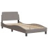 Estructura de cama con luces LED tela gris taupe 90x200