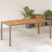 Mesa de jardín ratán PE beige y madera de acacia 190x90x75 cm