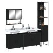 Juego de muebles de baño 4 pzas madera contrachapada negro