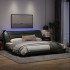 Estructura de cama con luces LED tela gris oscuro 200x200