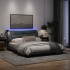 Estructura de cama con luces LED tela gris claro 160x200