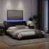 Estructura de cama con luces LED tela negro 160x200