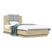 Estructura de cama cabecero luces LED roble Sonoma 90x190 cm