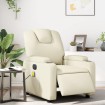 Sillón de masaje reclinable eléctrico cuero sintético crema