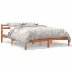 Estructura de cama madera maciza pino marrón cera 120x200 cm