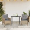 Set comedor de jardín 3 pzas con cojines ratán sintético beige