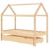 Estructura de cama infantil con cajón madera de pino 80x160