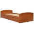 Estructura de cama 2 cajones madera pino marrón miel 90x200