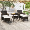 Set comedor jardín 5 pzas ratán sintético vidrio templado negro