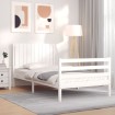 Estructura de cama con cabecero madera maciza blanco 100x200 cm