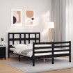 Estructura de cama con cabecero madera maciza negro 120x200 cm