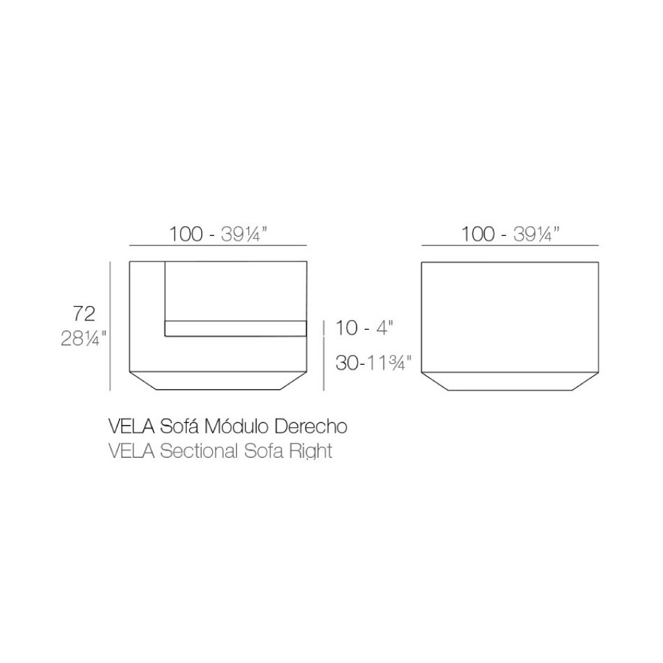 Sofá modular, modelo Vela Derecho