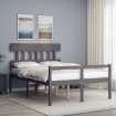 Cama para personas mayores con cabecero madera maciza gris