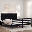 Estructura de cama con cabecero madera maciza negro 160x200 cm