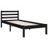 Estructura de cama con cabecero madera maciza negro 90x200