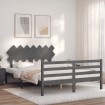 Estructura de cama con cabecero madera maciza gris 140x190 cm