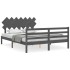 Estructura de cama con cabecero madera maciza gris 140x190