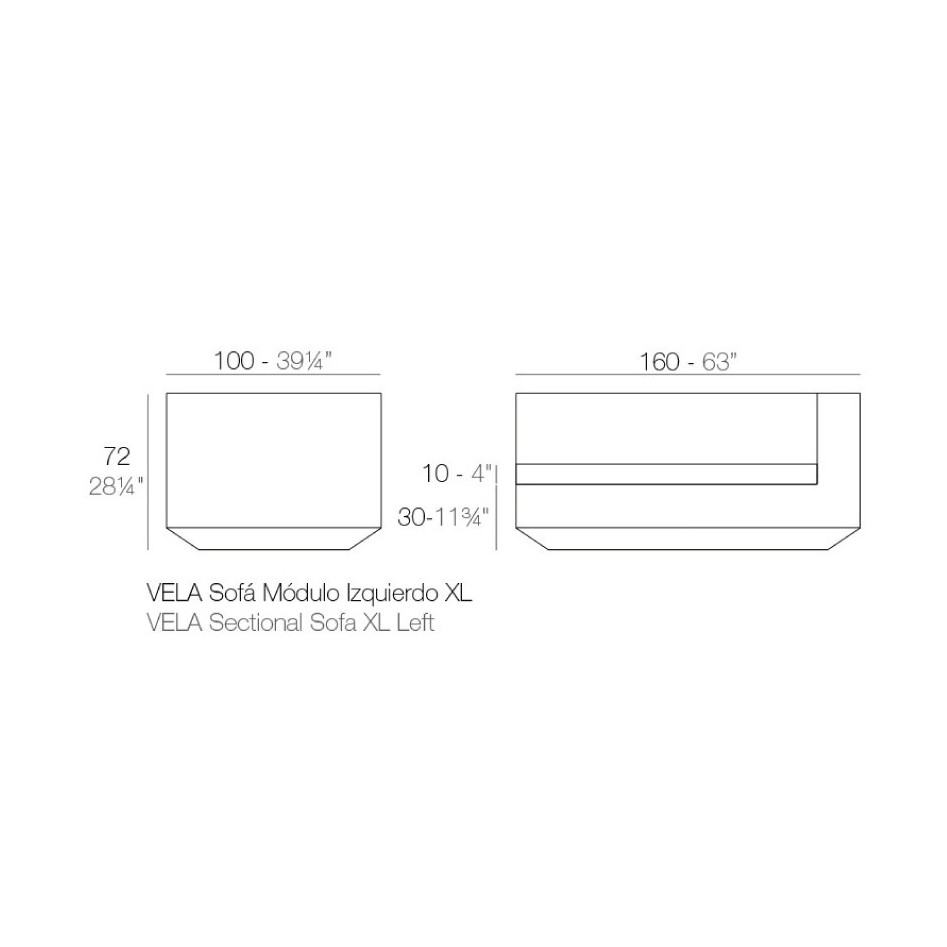 Sofá modular, modelo Vela Izquierdo XL