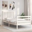 Estructura de cama con cabecero madera maciza blanco