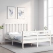 Estructura de cama con cabecero madera maciza blanco 140x190 cm