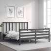 Estructura de cama con cabecero madera maciza gris 160x200 cm