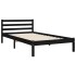 Estructura de cama con cabecero madera maciza negro 90x200