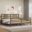 Estructura cama y cabecero madera maciza marrón miel 200x200 cm