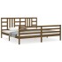 Estructura cama y cabecero madera maciza marrón miel 200x200