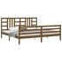 Estructura cama y cabecero madera maciza marrón miel 200x200