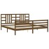 Estructura cama y cabecero madera maciza marrón miel 200x200