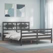 Estructura de cama con cabecero madera maciza gris 160x200 cm