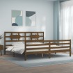 Estructura cama y cabecero madera maciza marrón miel 200x200 cm