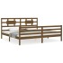 Estructura cama y cabecero madera maciza marrón miel 200x200