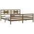 Estructura cama y cabecero madera maciza marrón miel 200x200