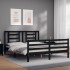 Estructura de cama con cabecero madera maciza negro 160x200