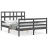 Estructura de cama con cabecero madera maciza gris 140x190