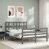 Estructura de cama con cabecero madera maciza gris 140x190