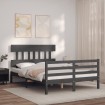 Estructura cama de matrimonio con cabecero madera maciza gris