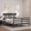 Estructura de cama con cabecero madera maciza gris 140x190 cm