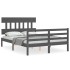 Estructura de cama con cabecero madera maciza gris 140x190