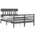 Estructura de cama con cabecero madera maciza gris 140x190