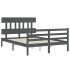 Estructura de cama con cabecero madera maciza gris 140x190