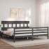 Estructura de cama con cabecero madera maciza gris 200x200