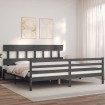 Estructura de cama con cabecero madera maciza gris 200x200 cm