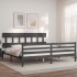 Estructura de cama con cabecero madera maciza gris 200x200