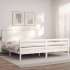 Estructura de cama con cabecero madera maciza blanco 200x200