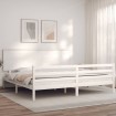 Estructura de cama con cabecero madera maciza blanco 200x200 cm