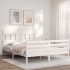 Estructura de cama con cabecero madera maciza blanco 160x200