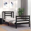 Estructura de cama con cabecero madera maciza negro 90x200 cm