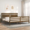 Estructura cama y cabecero madera maciza marrón miel 200x200 cm